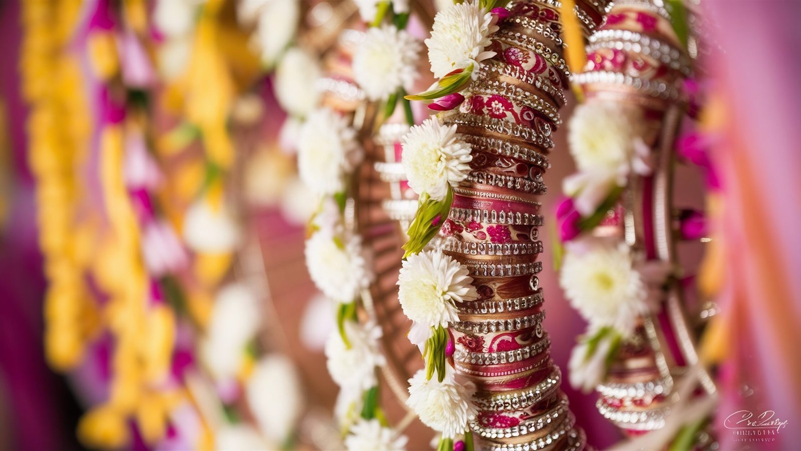 indian-traditional-wedding-jewellery-bangles-with-huldi-kumkum-white-flowers-selective-focus