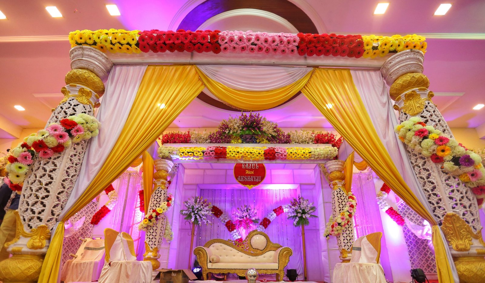 low-angle-view-illuminated-colourful-decorations-wedding